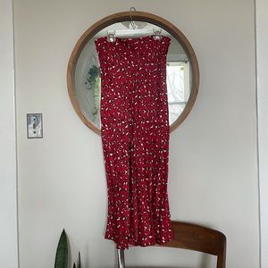 Patterned silk midi skirt